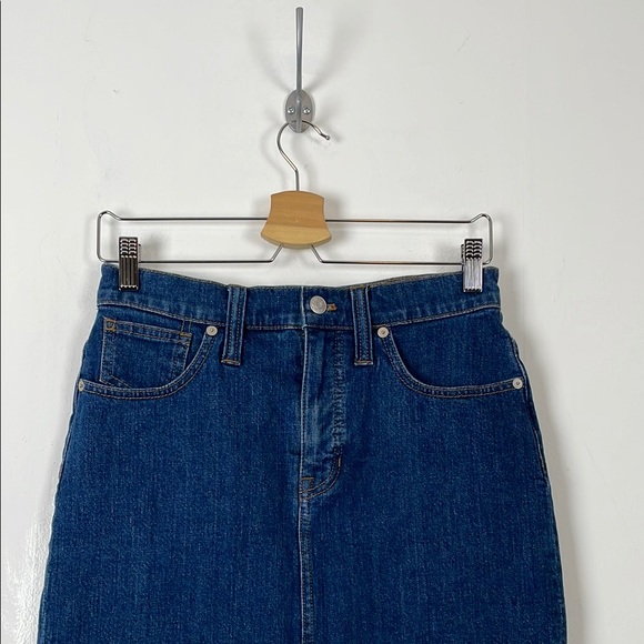 Madewell Straight Step Raw Hem Denim Jean Mini Skirt Women's 26 Frayed 5 Pocket - Picture 3 of 8